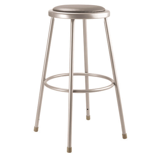 6400 Series Fixed Height Heavy Duty Vinyl Padded Steel Stool, Backless, Supports 500 Lb, 30 Seat Height, Gray Seat/base