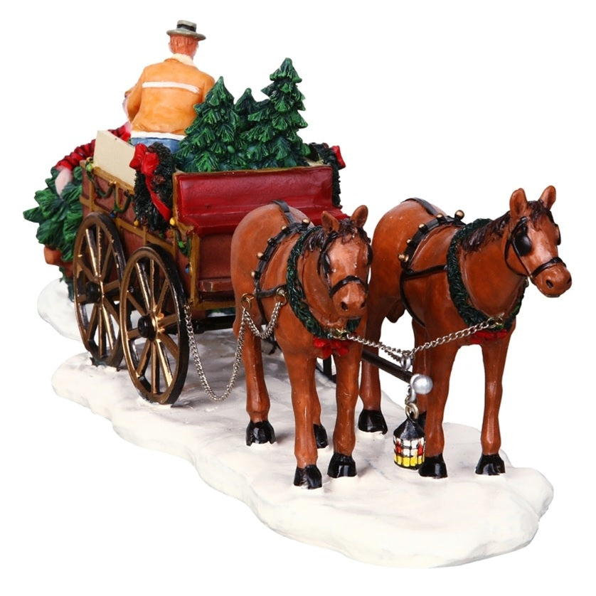 Lemax Vail Village Table Piece: Christmas Tree Wagon, Set of 2 #43451