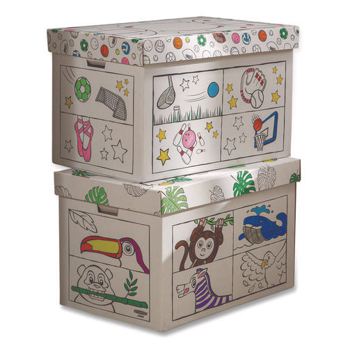 At Play Color In Toy Box, Sports Design, 1 Section, 5.25 Cu Ft, 28 X 18 X 18, White/black