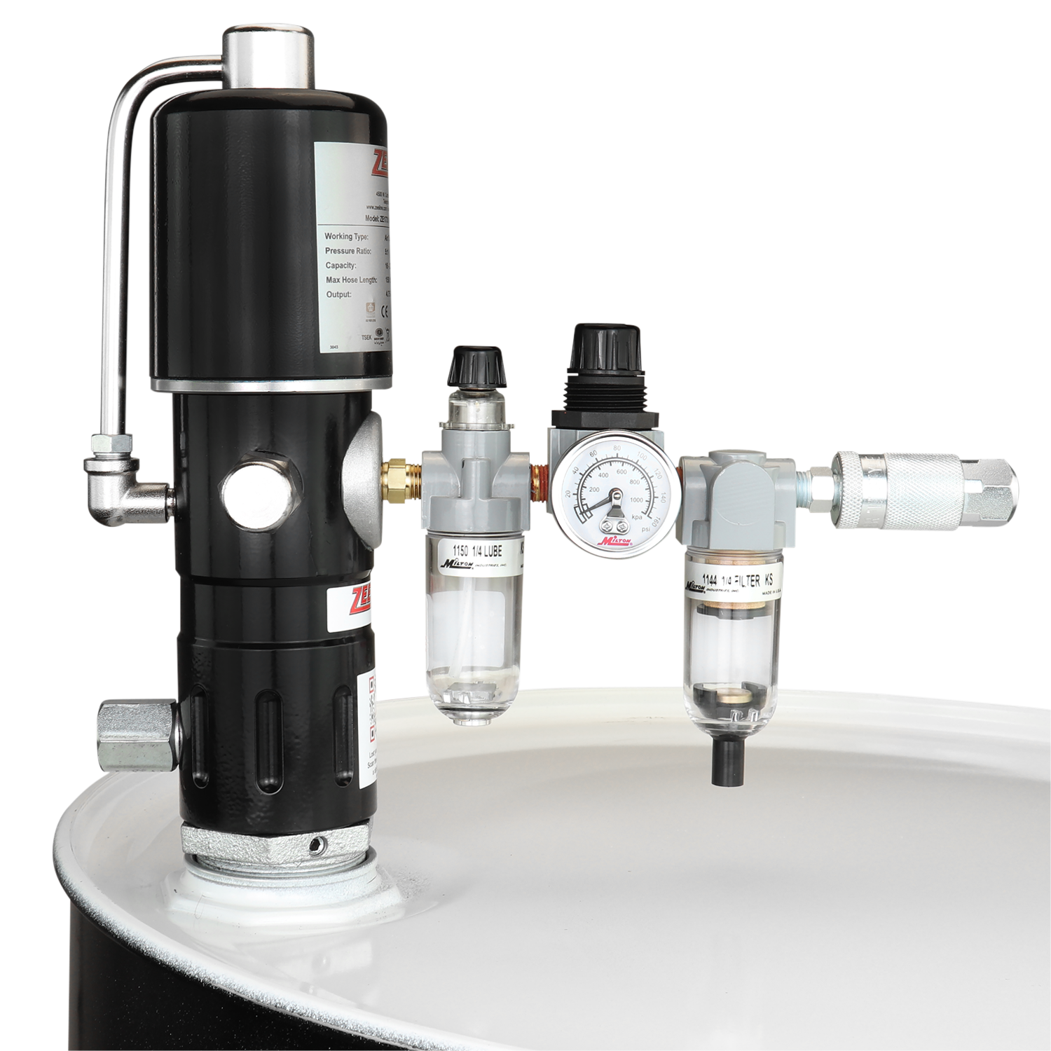 ZE1731K – 5:1 Pneumatic Stub Style High Flow Rate Piston Pump with FRL (Double Action)