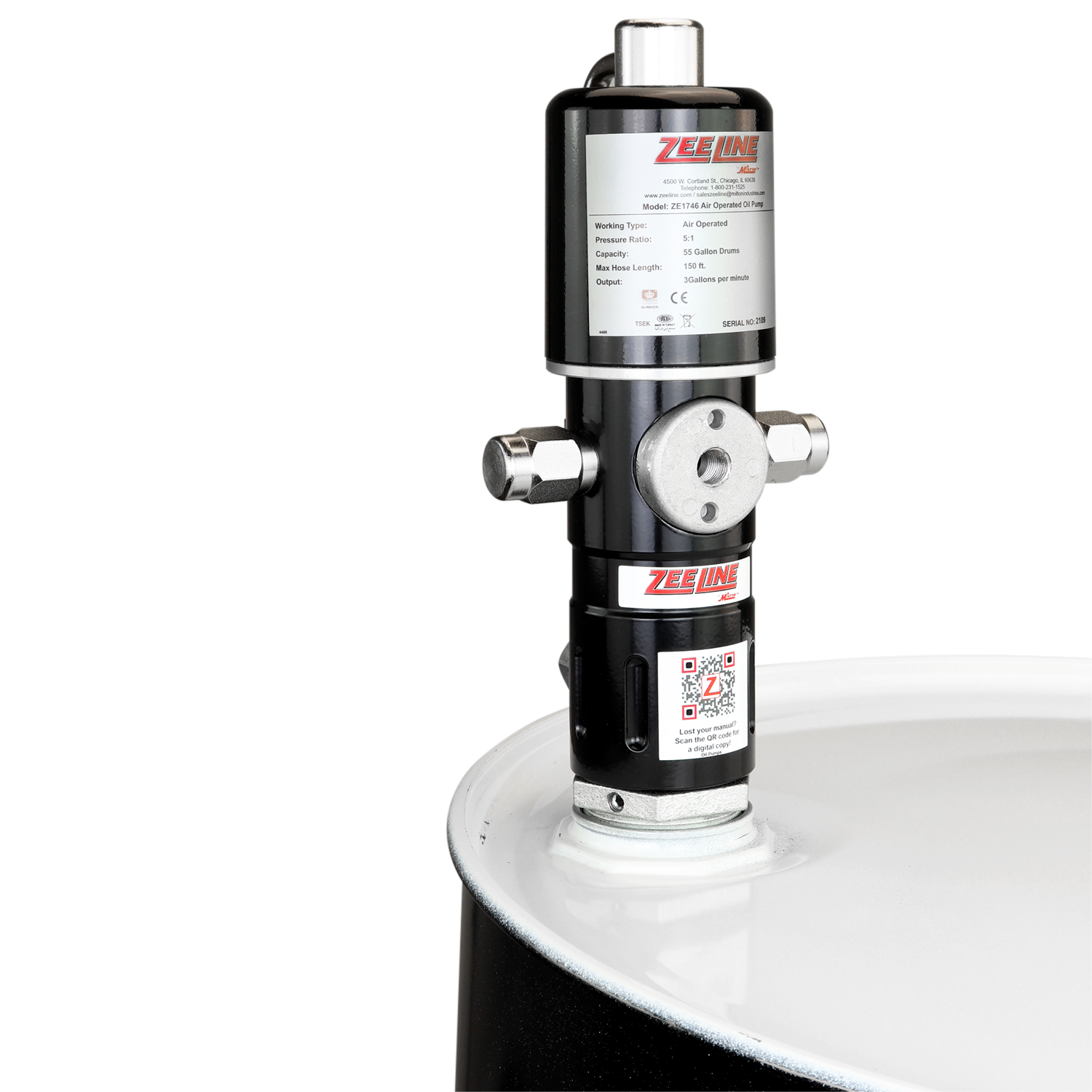 ZE1746 – 5:1 Pneumatic Piston Pump for 55-Gallon Drums