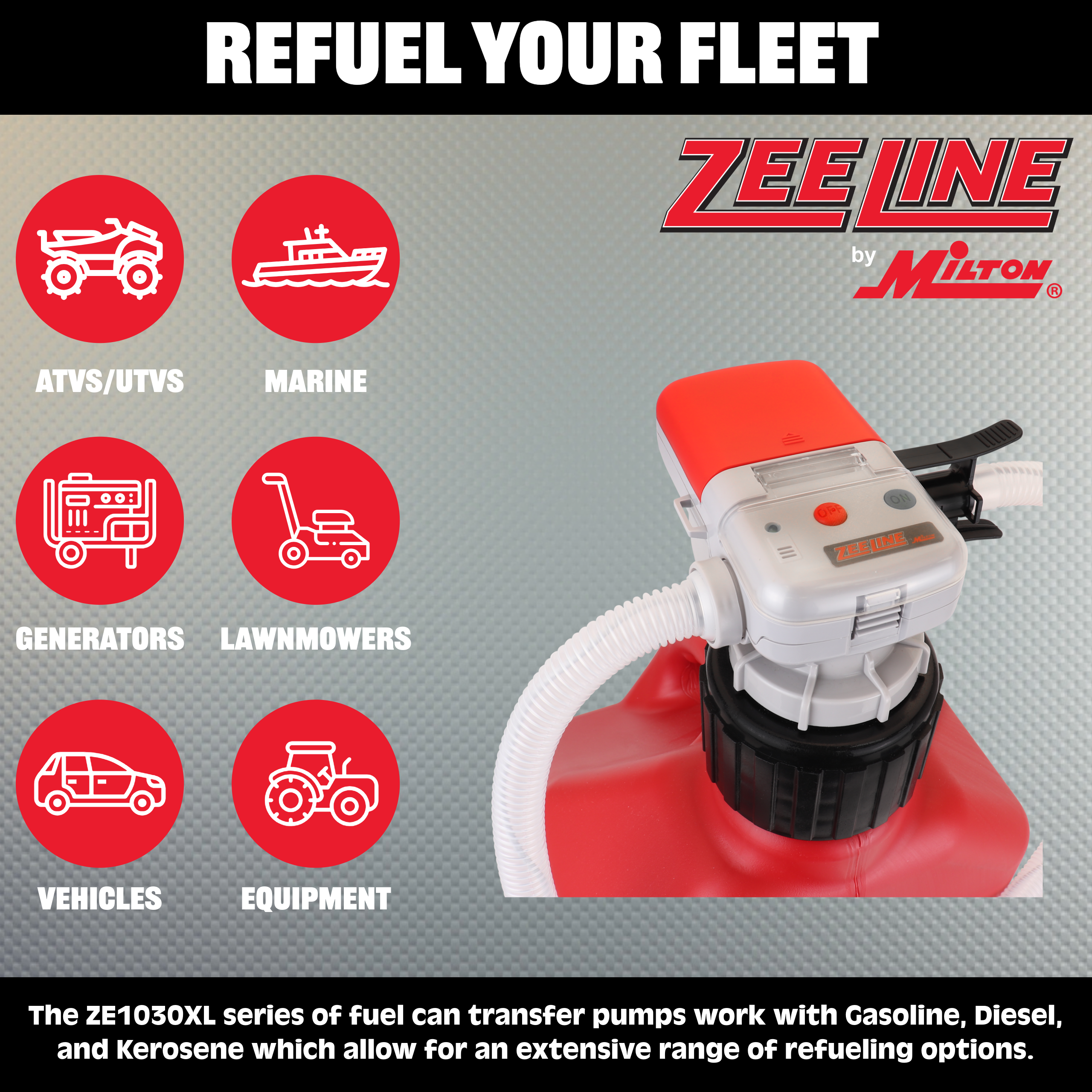 ZE1030XL – AA Battery Powered Fuel Can Transfer Pump for Racing Style Fuel Cans