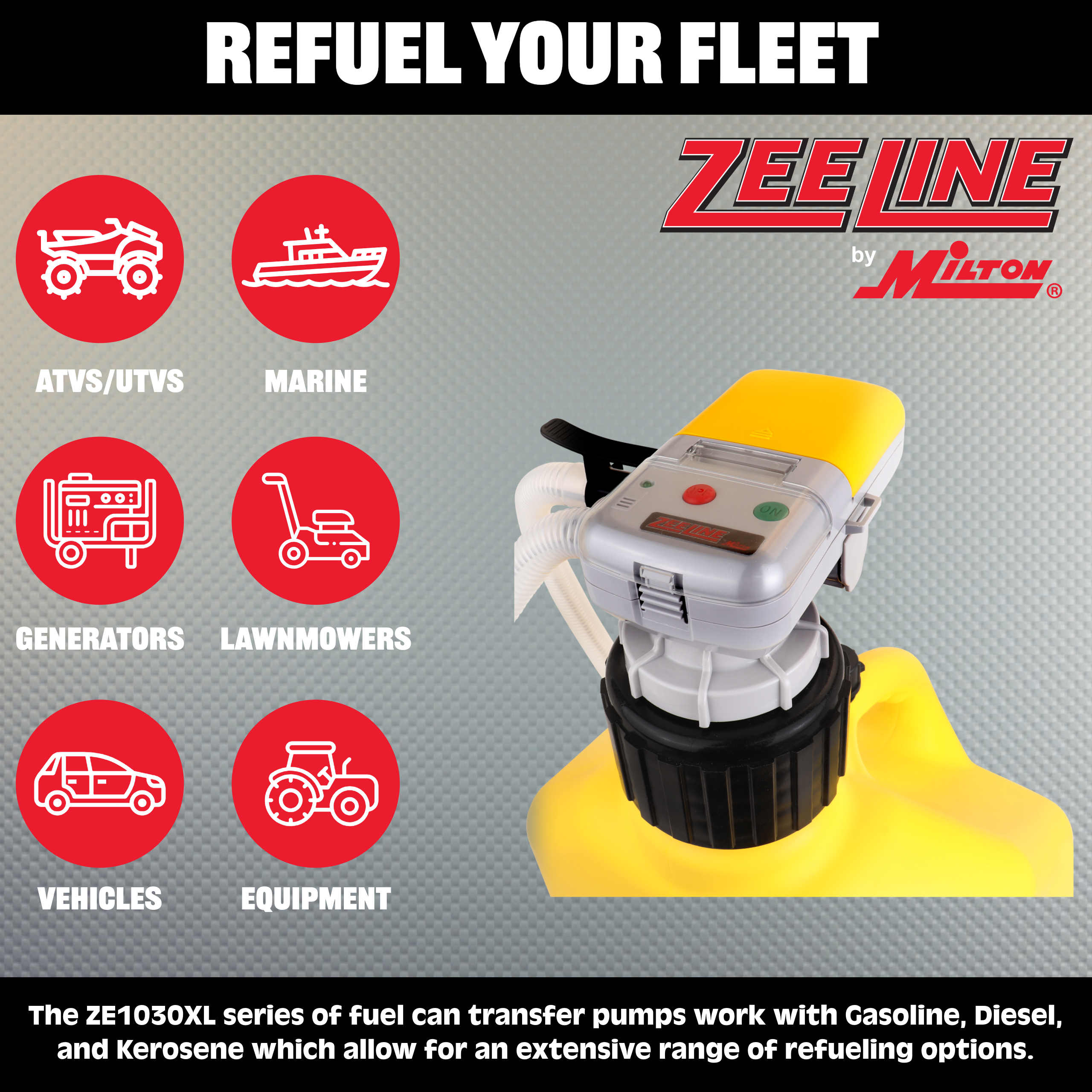 ZE1030XLD – AA Battery Powered Fuel Can Transfer Pump for Racing Style Fuel Cans