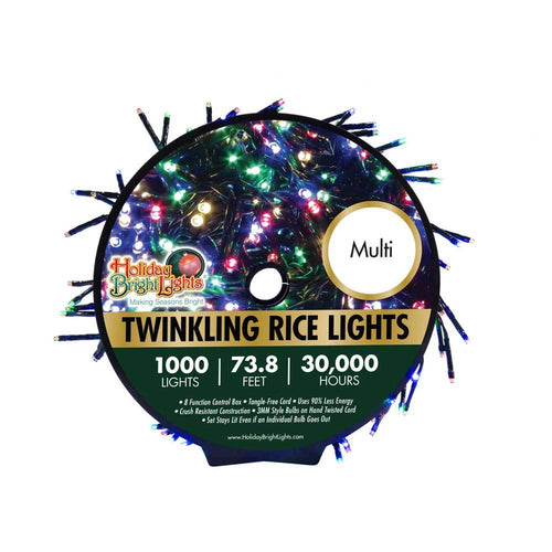 1,000 Twinkling LED Compact Rice Christmas Lights on a Reel